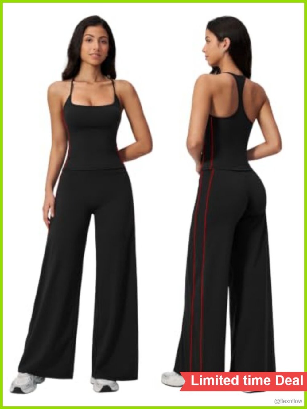 Womens High Waist Flare Leggings Workout Set Polyamide Elastane Yoga Gym